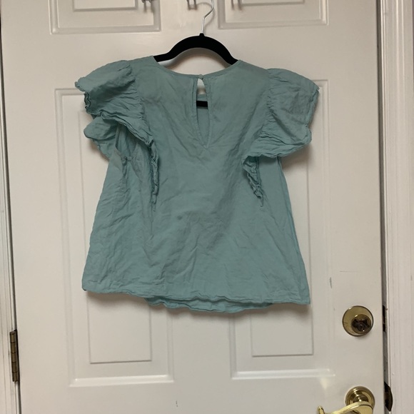 Blue ruffle sleeve shirt - Picture 2 of 3